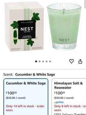 NEST Fragrances Cucumber & White Sage Green Glass Candle